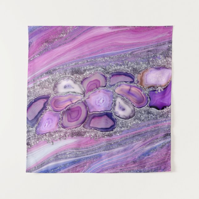 Geodes crystal Flow - Purple and Violet Tapestry (Front)