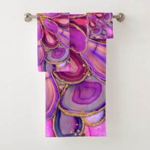 Geodes crystal mandala - Purple and Violet Bath Towel Set