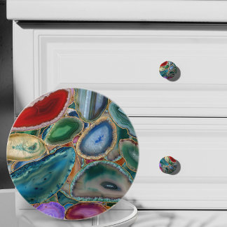 Geodes crystal pattern - Multicolor Ceramic Knob