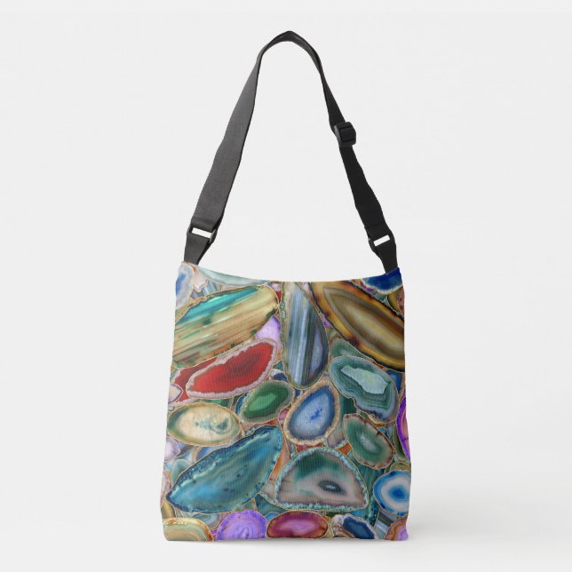 Geodes crystal pattern - Multicolor Crossbody Bag (Front)