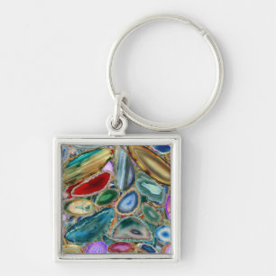 Geodes crystal pattern - Multicolor Key Ring