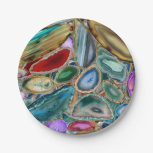 Geodes crystal pattern - Multicolor Paper Plate