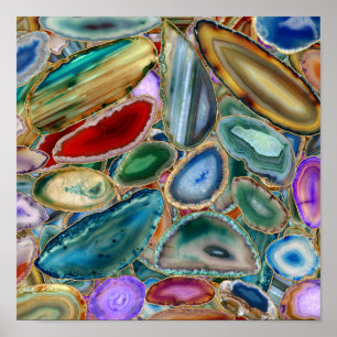 Geodes crystal pattern - Multicolor Poster
