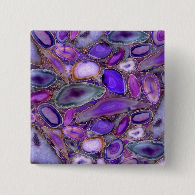 Geodes crystal pattern - Purple and Violet 15 Cm Square Badge (Front)