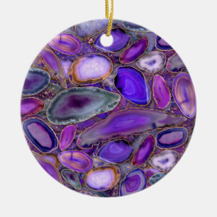 Geodes crystal pattern - Purple and Violet Ceramic Ornament