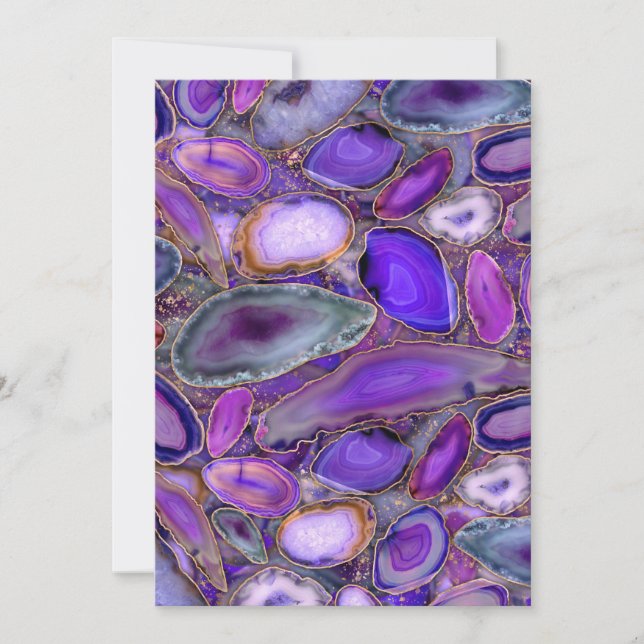 Geodes crystal pattern - Purple and Violet Holiday Card (Front)