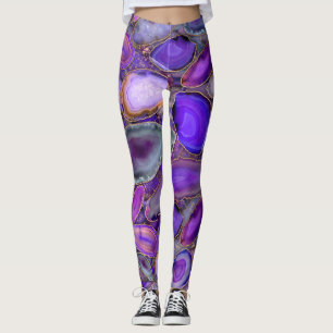 Geodes crystal pattern - Purple and Violet Leggings