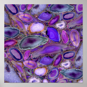 Geodes crystal pattern - Purple and Violet Poster
