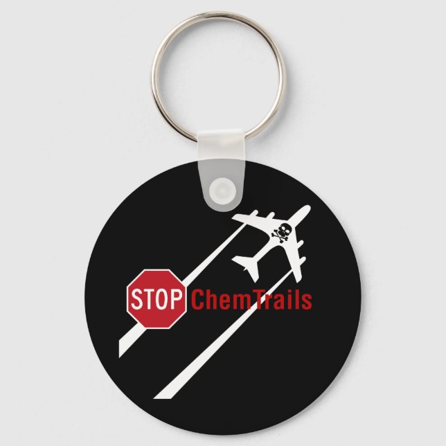 Geoengineering Plane Chemtrails Climate Control Key Ring (Front)