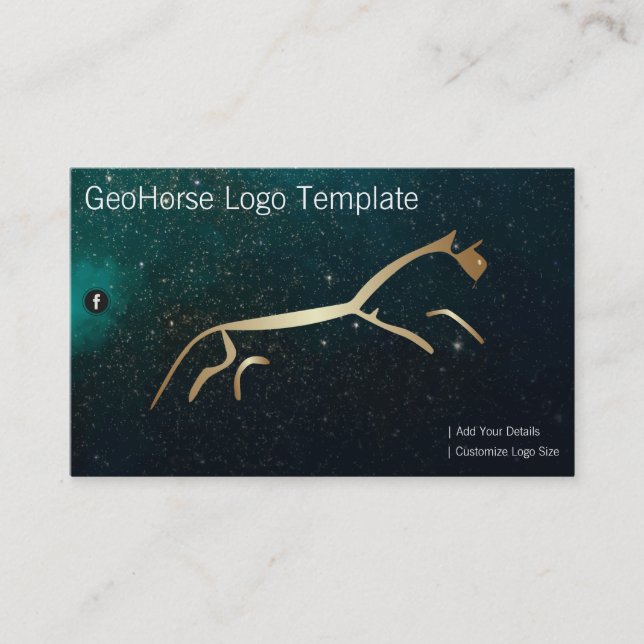Geoglyph Horse Logo- Gold Huffington Business Card (Front)