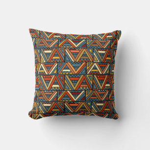 Geographic Multicolor Triangle Cushion