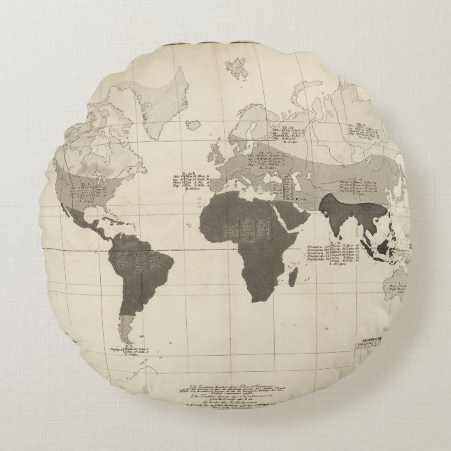 Geographical Distribution of Vegetation Round Cushion (Front)