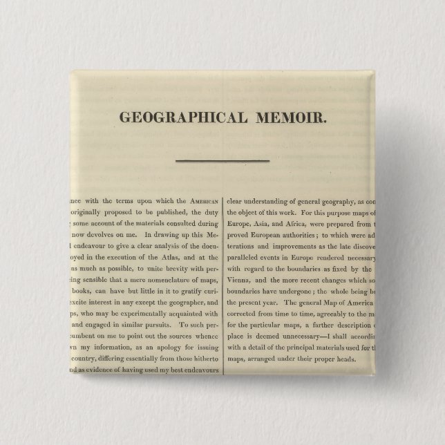 Geographical Memoir 4 15 Cm Square Badge (Front)