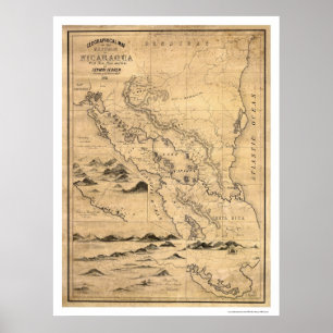 Geographical Nicaragua Map 1855 Poster