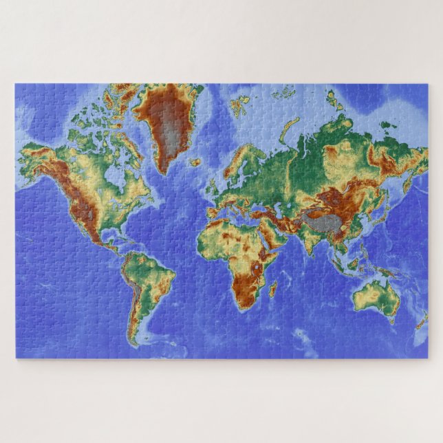 Geographical World Atlas Map Continents Jigsaw Puzzle (Horizontal)