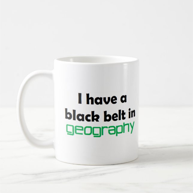 Geography black belt coffee mug (Left)