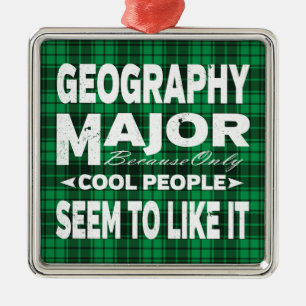 Geography College Major Green Plaid Metal Ornament