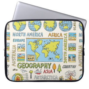 Geography. Hand drawn. Vintage illustration. Laptop Sleeve