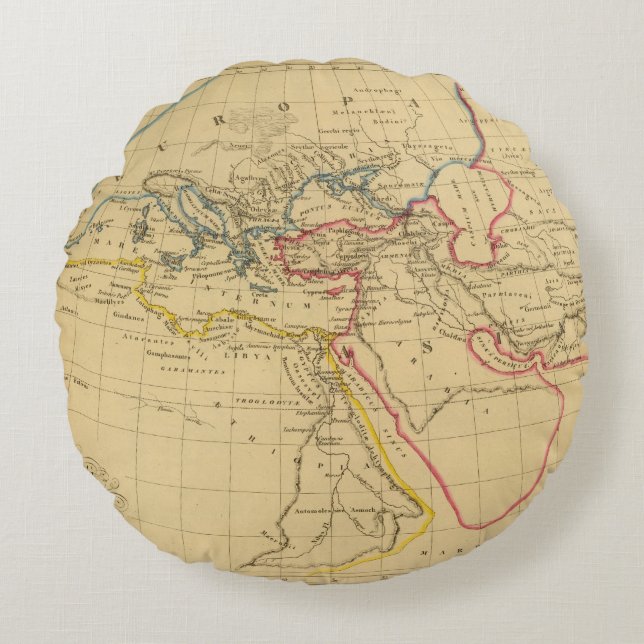Geography of Herodotus Round Cushion (Front)