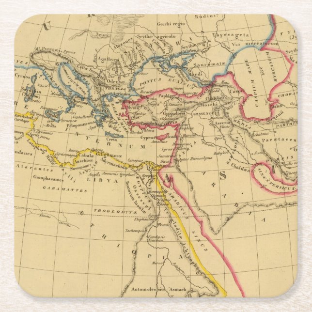 Geography of Herodotus Square Paper Coaster (Front)