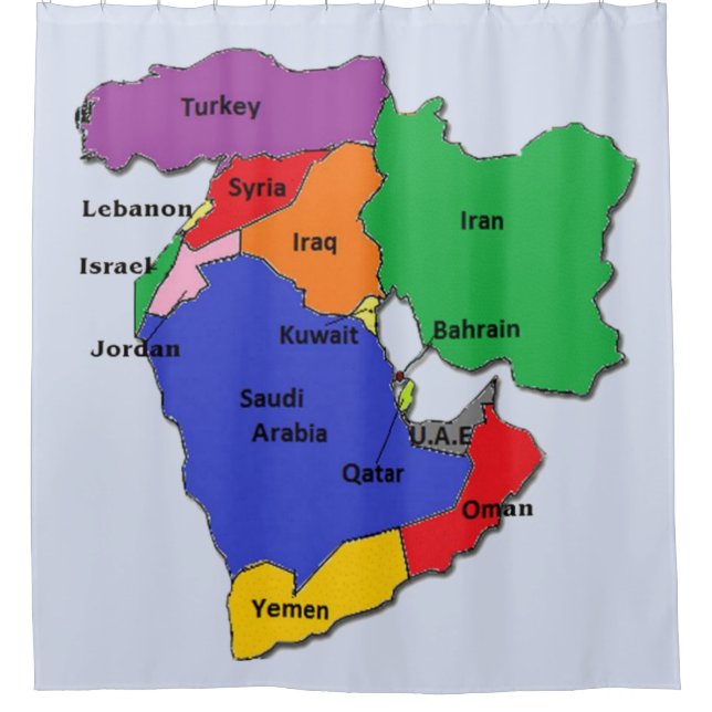 GEOGRAPHY REFRESHER while on the Throne (MID-EAST) Shower Curtain (Front)