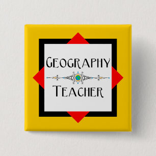 Geography Teacher Colour Block 15 Cm Square Badge