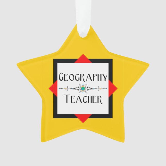 Geography Teacher Colour Block Ornament (Front)