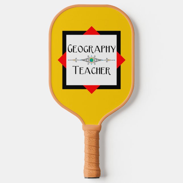 Geography Teacher Colour Block Pickleball Paddle (Front)