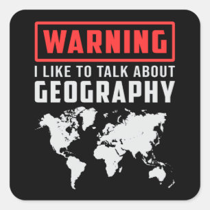 Geography Teacher Funny Map Continents World Gift Square Sticker