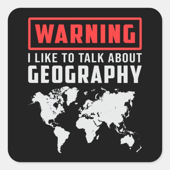 Geography Teacher Funny Map Continents World Gift Square Sticker (Front)