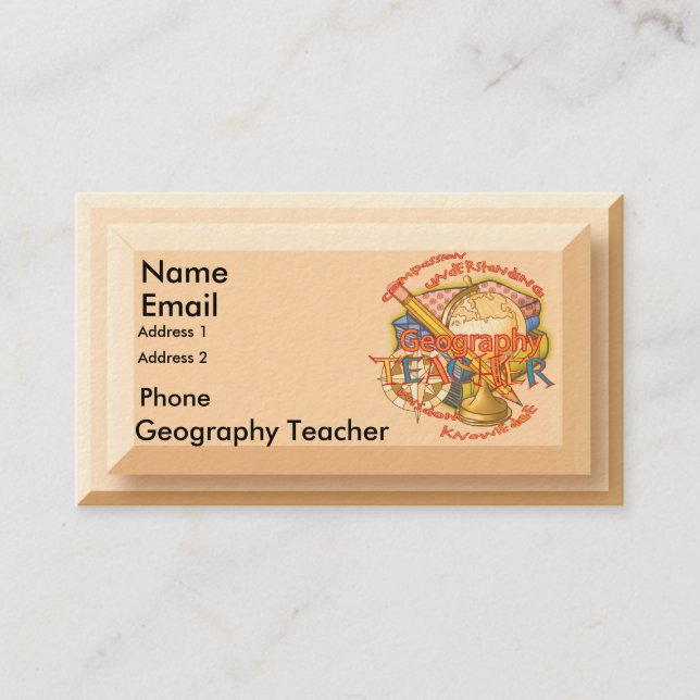 Geography Teacher Motto  Business Card (Front)