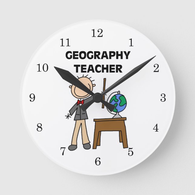 Geography Teacher Round Clock (Front)