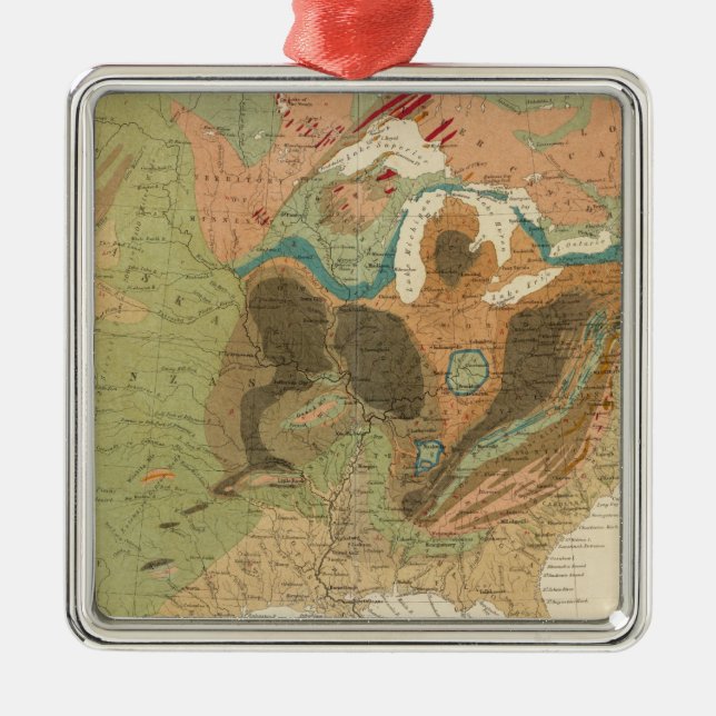 Geol map US Metal Tree Decoration (Front)