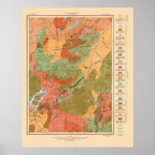 Geologic Map of the Lake Placid Quadrangle - 1914 Poster