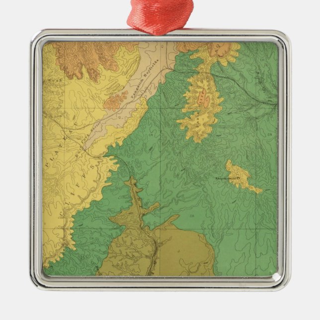 Geologic Map Of The Mesozoic Terraces Metal Tree Decoration (Front)