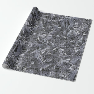 Geologic marine life motif black and white print  wrapping paper