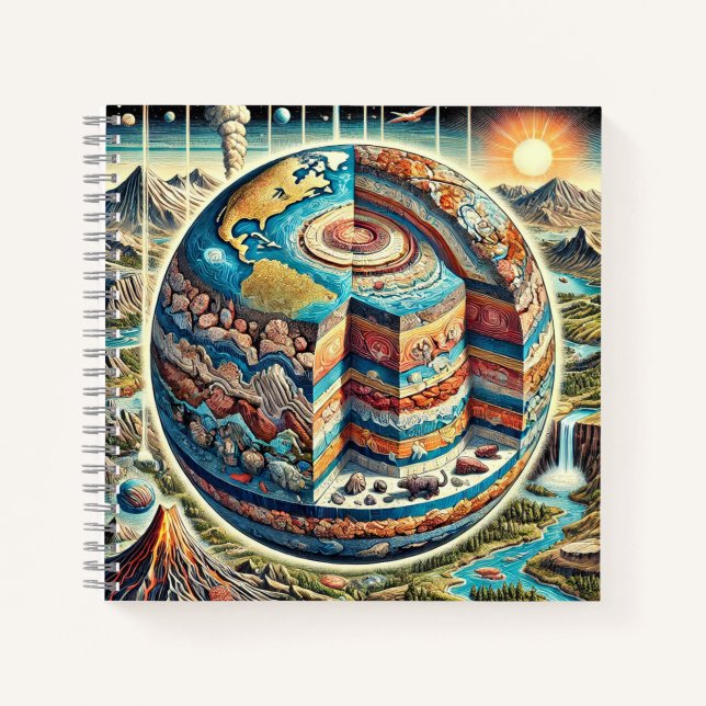 Geological History & Cosmic Nature Design Notebook (Front)