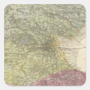 Geological map Dublin Square Sticker