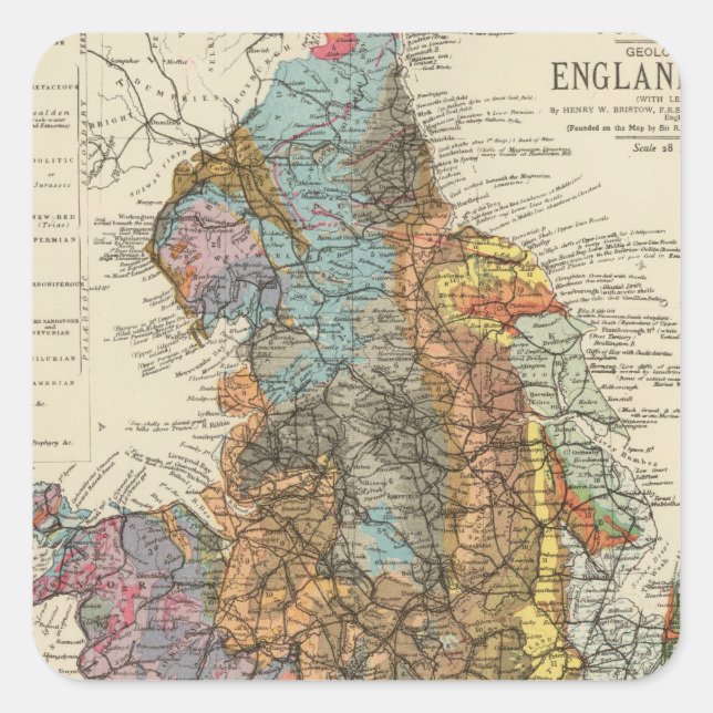 Geological map England, Wales Square Sticker (Front)