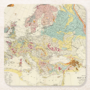 Geological map Europe Square Paper Coaster