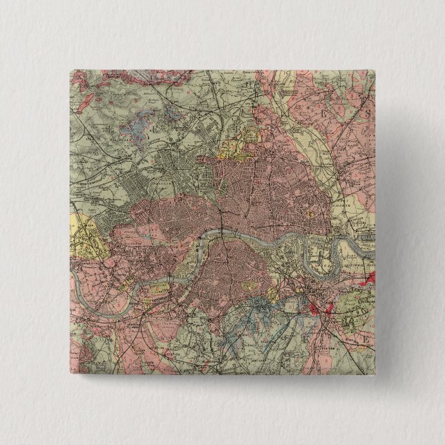 Geological map London 15 Cm Square Badge (Front)
