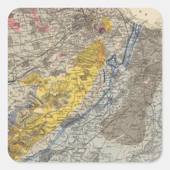 Geological map of Edinburgh Square Sticker (Front)