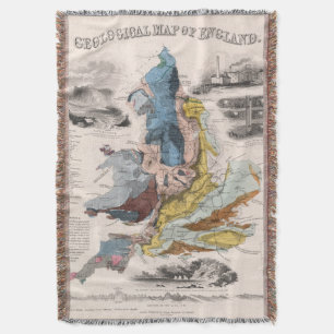 Geological Map of England Throw Blanket