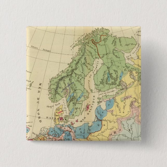 Geological Map of Europe 15 Cm Square Badge (Front)