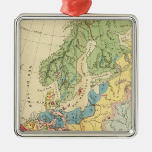 Geological Map of Europe Metal Tree Decoration