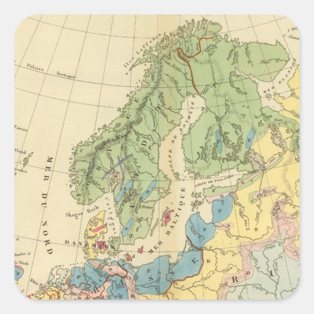 Geological Map of Europe Square Sticker (Front)