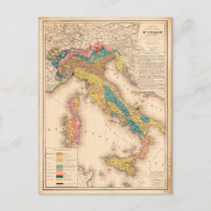 Geological Map of Italy by H. de Collegno (1844) Postcard