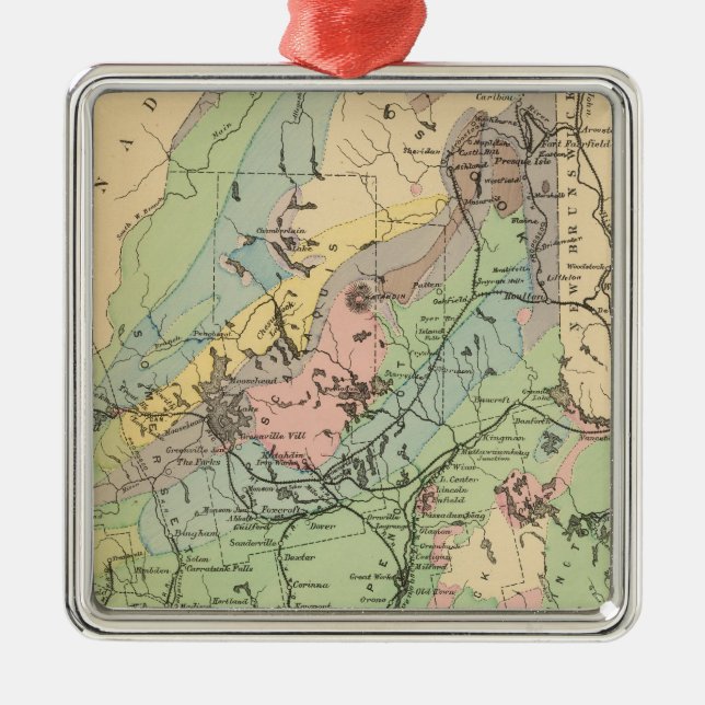 Geological map of Maine Metal Tree Decoration (Front)