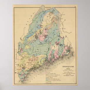 Geological map of Maine Poster