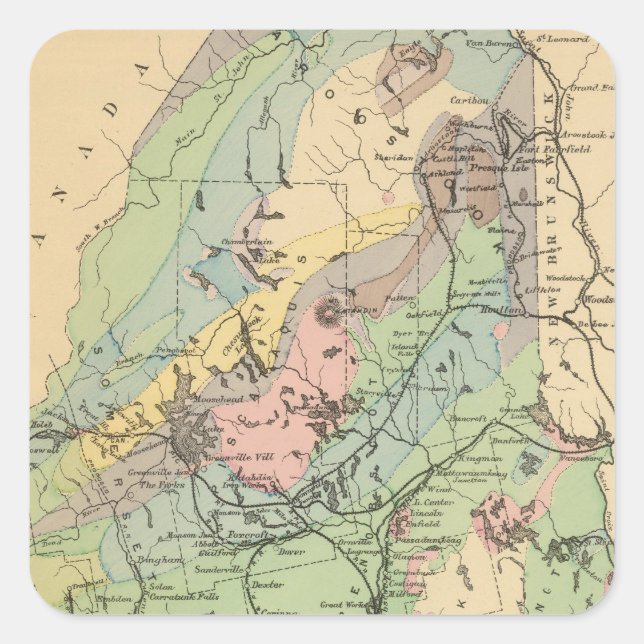 Geological map of Maine Square Sticker (Front)